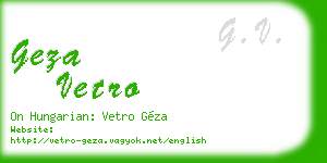 geza vetro business card